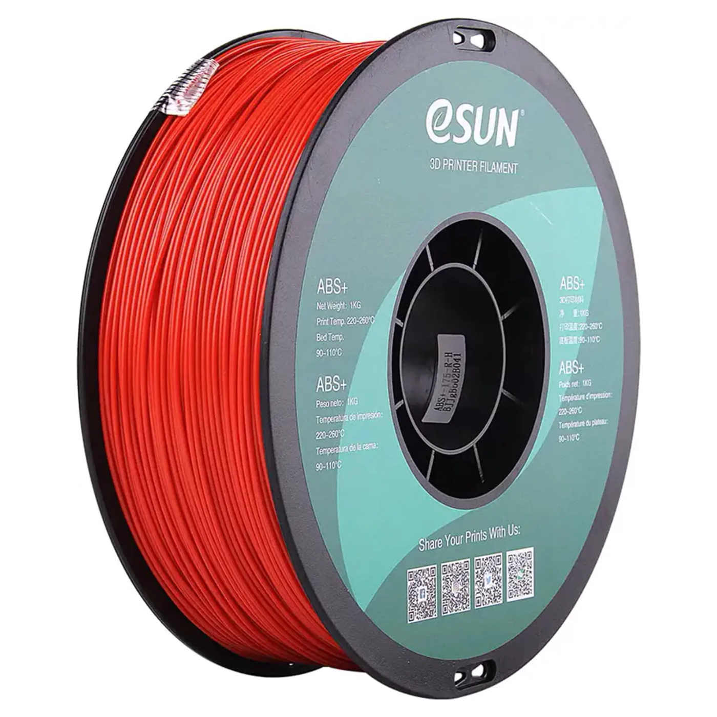 Купити ABS Plus Filament (пластик) для 3D принтера eSUN 1кг, 2.85мм, червоний (ABS+285R1) - фото 1