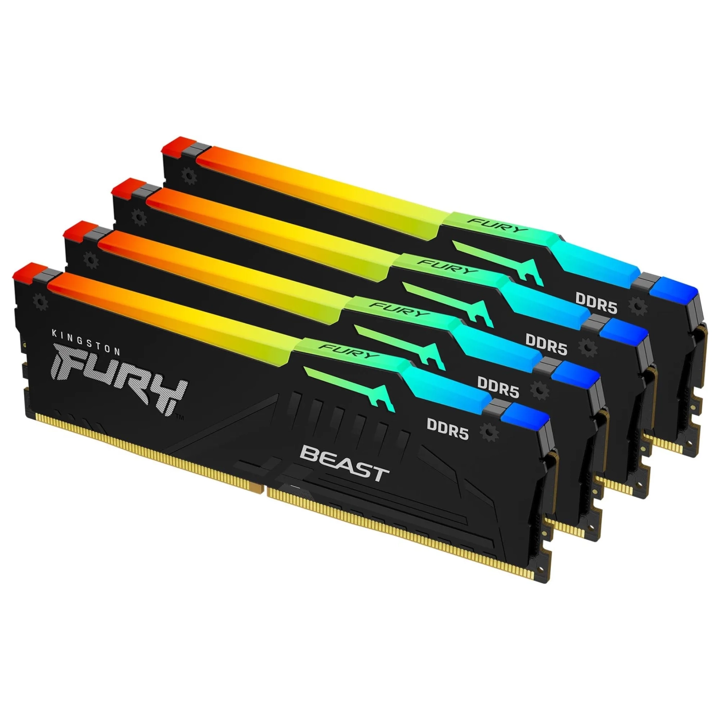 Купить Модуль памяти Kingston FURY Beast RGB Black DDR5-5200 128Gb (4x32Gb) CL40-40-40 1.25V XMP - фото 1