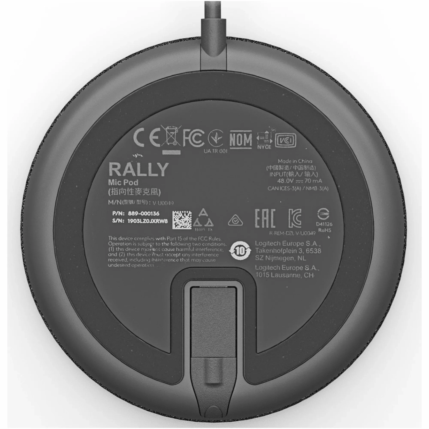 Купити Мікрофон Logitech Rally Mic Pod Graphite (989-000430) - фото 4