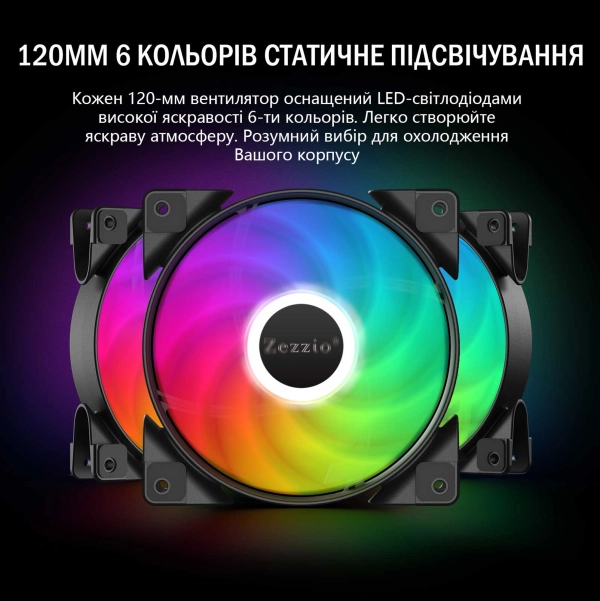 Купити Набір вентиляторів Zezzio ZC-120 SRGB 3 in 1 Kit - фото 3