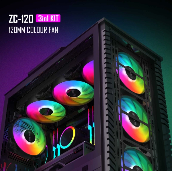 Купити Набір вентиляторів Zezzio ZC-120 SRGB 3 in 1 Kit - фото 7