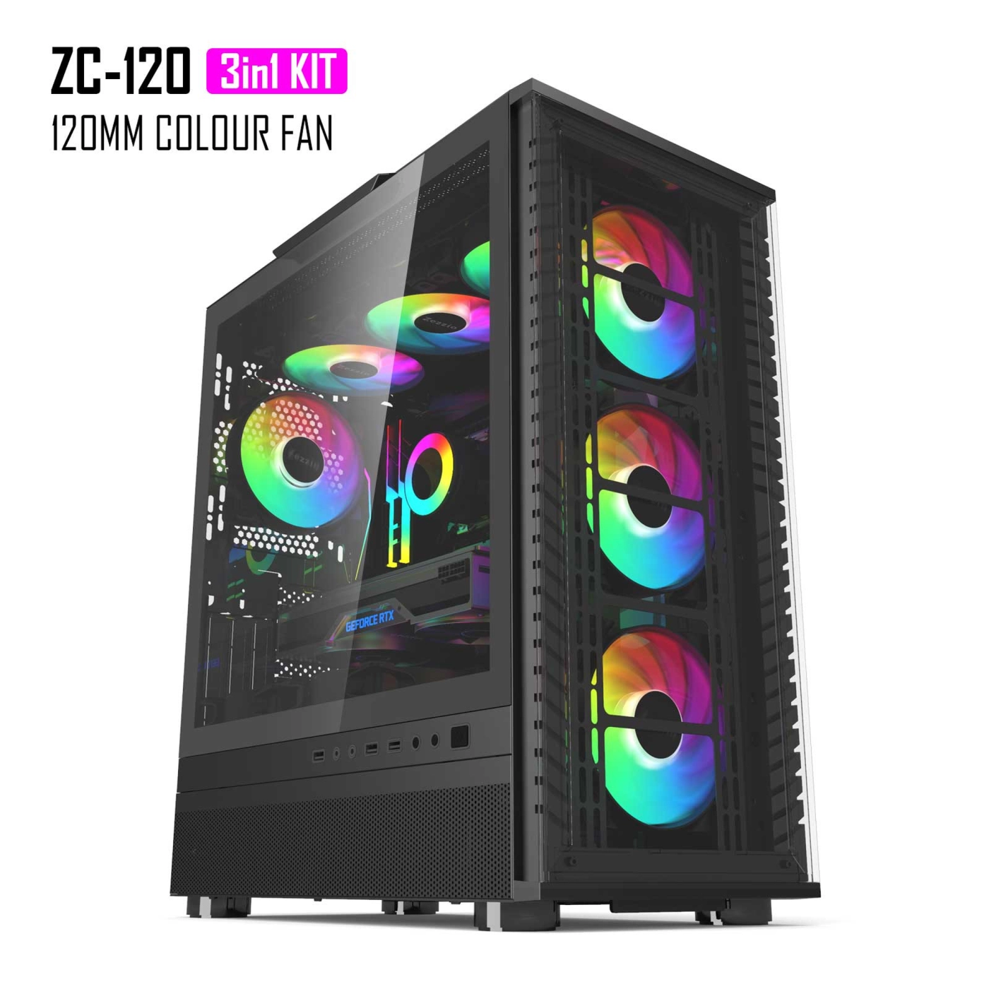 Купити Набір вентиляторів Zezzio ZC-120 SRGB 3 in 1 Kit - фото 8
