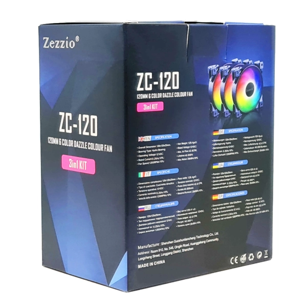 Купити Набір вентиляторів Zezzio ZC-120 SRGB 3 in 1 Kit - фото 10