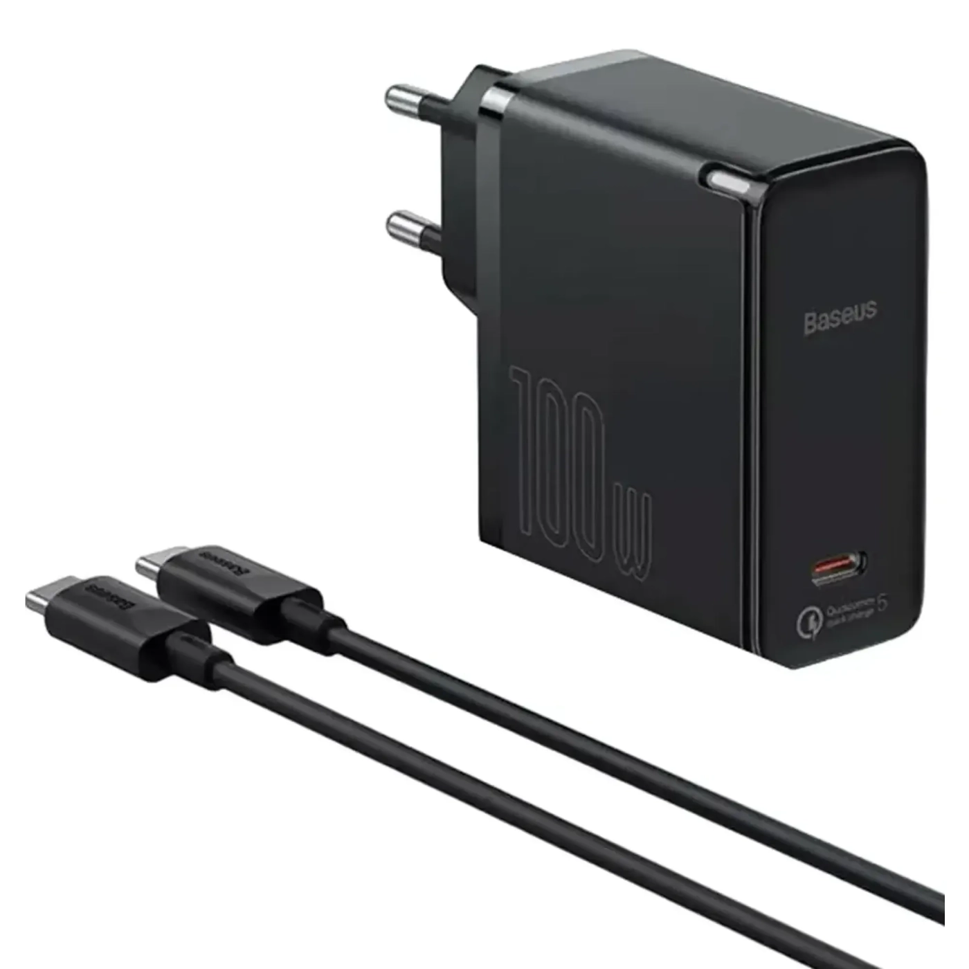 Купити МЗП Baseus GaN2 Fast Charger 1C 100W Set Black (With Cable Type-C to Type-C 100W(20V/5A) 1.5m Black) - фото 1