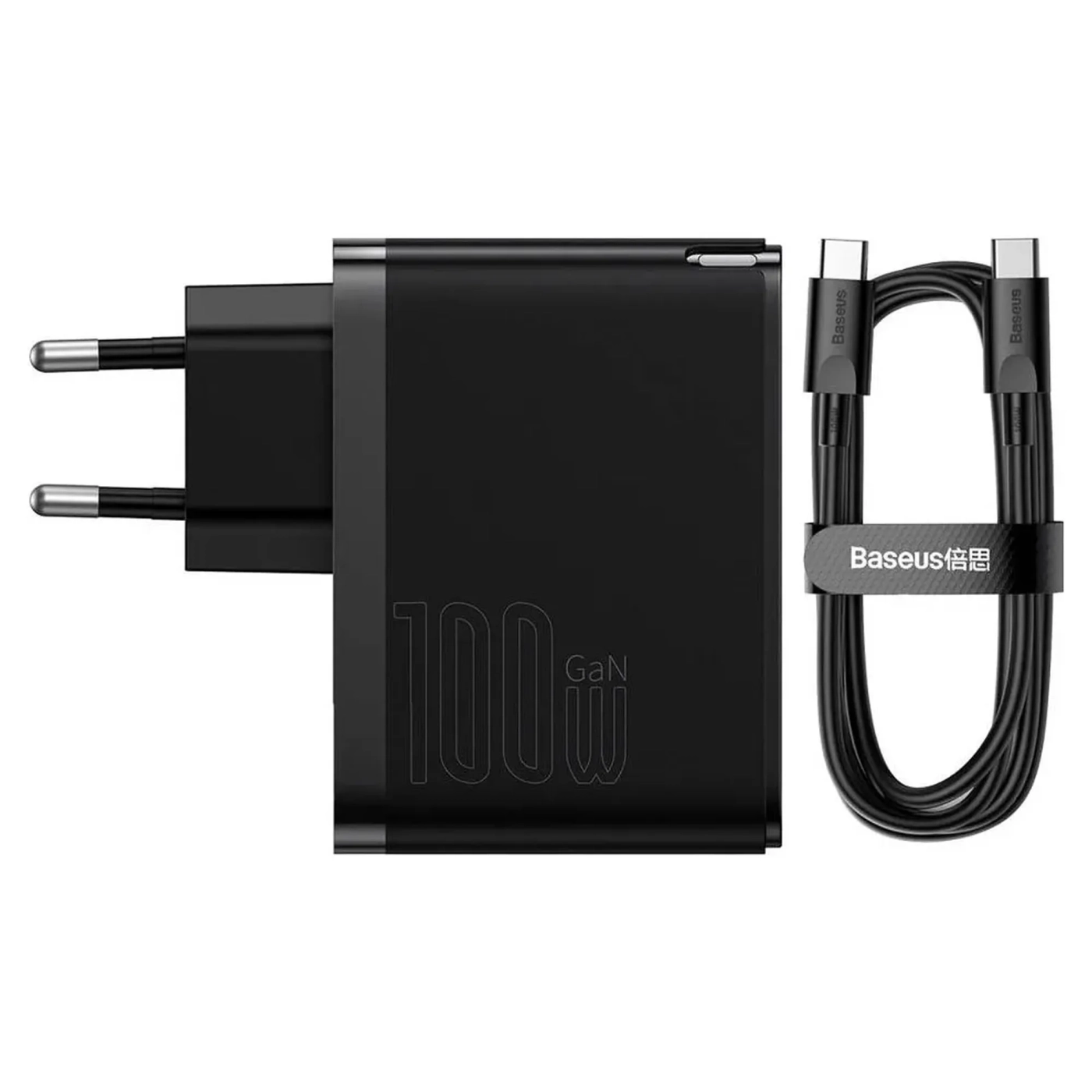 Купити МЗП Baseus GaN5 Pro Fast Charger C+U 100W (Cable Type-C to Type-C 100W(20V/5A) 1m) Black - фото 5