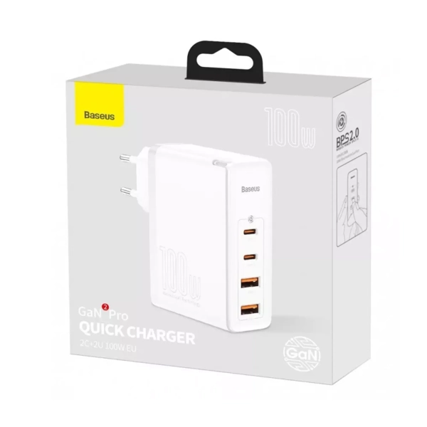 Купить Зарядное устройство для Baseus GaN2 Pro Quick Charger 2C 2U 100W EU White - фото 6