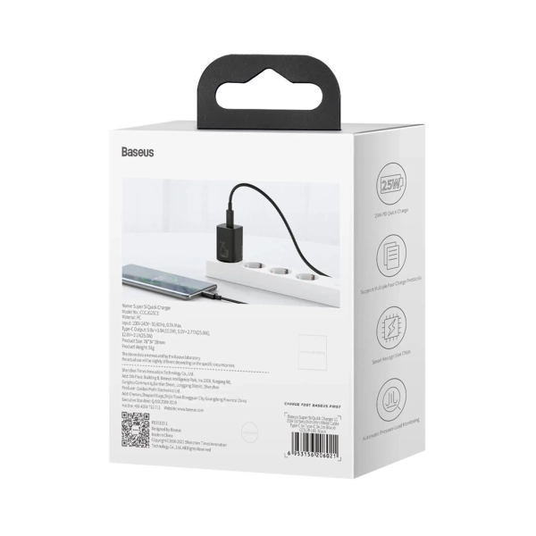 Купить Зарядное устройство для Baseus Super Si Quick Charger 1C 25W Black (CCSP020101) - фото 8