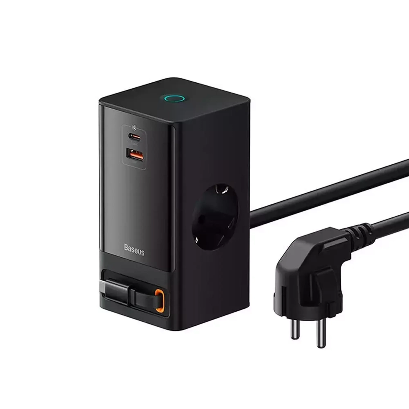 Купить Зарядное устройство OS-Baseus PowerCombo Digital PowerStrip 2AC 1U 1C Retractable-C 65W with 1.5m Power cord EU Black - фото 3
