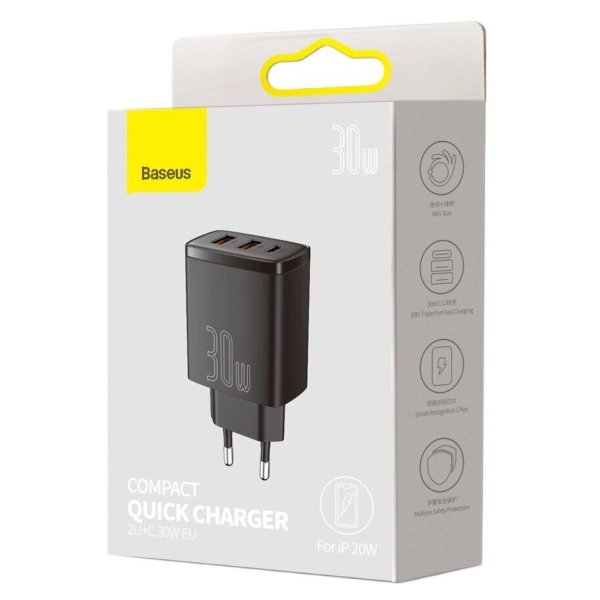 Купити Зарядний пристрій Baseus Compact Quick Charger 30W Black (CCXJ-E01) - фото 7
