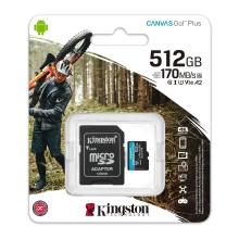 Купить Карта памяти Kingston microSDXC 512GB Canvas Go! Plus C10 UHS-I U3 V30 A2 + SD-адаптер (SDCG3/512GB) - фото 3