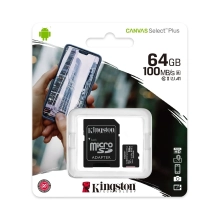 Купить Карта памяти Kingston microSDXC 64GB Canvas Select Plus C10 UHS-I U1 V10 A1 + SD-адаптер (SDCS2/64GB) - фото 3