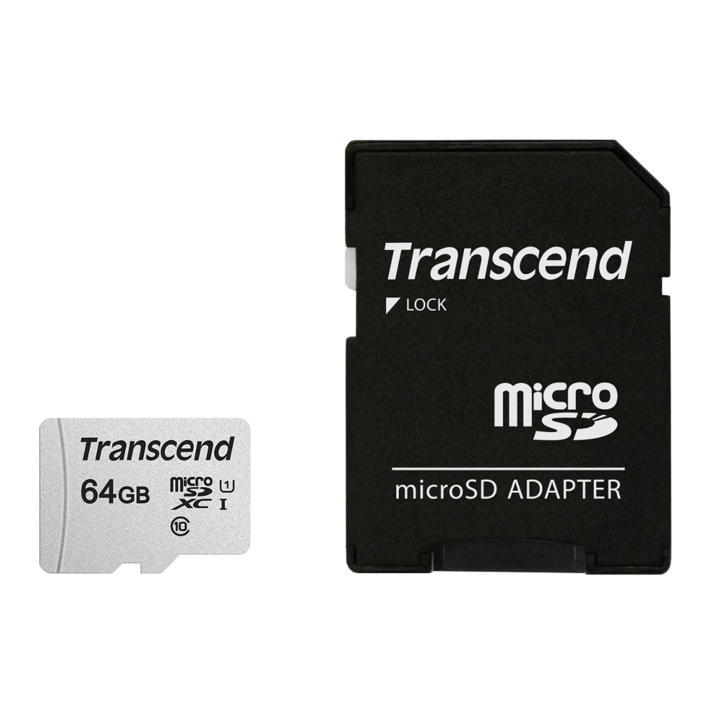 Купить Карта памяти Transcend microSD 64GB C10 UHS-I R100/W20MB/s + SD (TS64GUSD300S-A) - фото 1