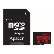 Купить Карта памяти Apacer microSD 64GB C10 UHS-I R85MB/s + SD (AP64GMCSX10U5-R) - фото 1