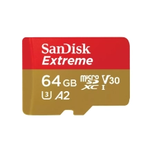 Купити Карта пам'яті SanDisk microSDXC 64GB Extreme C10 UHS-I U3 V30 A2 + SD-адаптер (SDSQXAH-064G-GN6MA) - фото 1