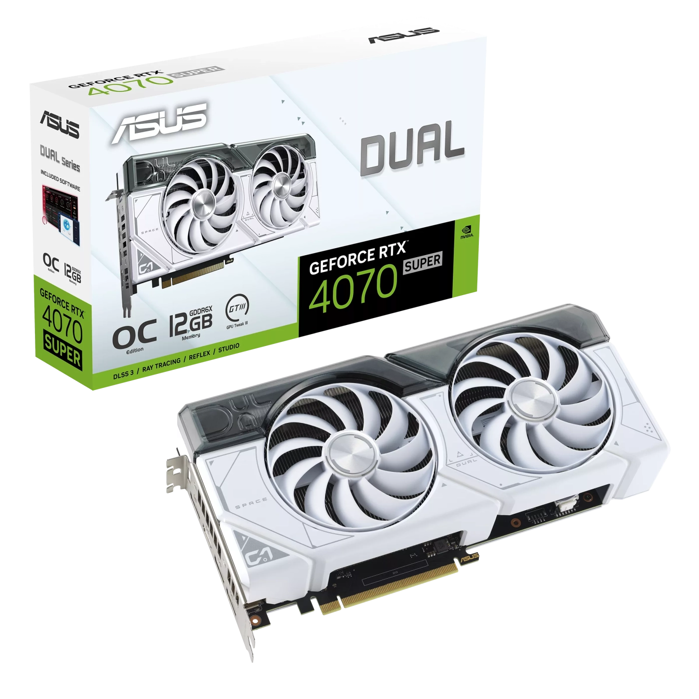 Купить Видеокарта ASUS Dual GeForce RTX 4070 SUPER White OC Edition 12GB GDDR6X (DUAL-RTX4070S-O12G-WHITE) - фото 1
