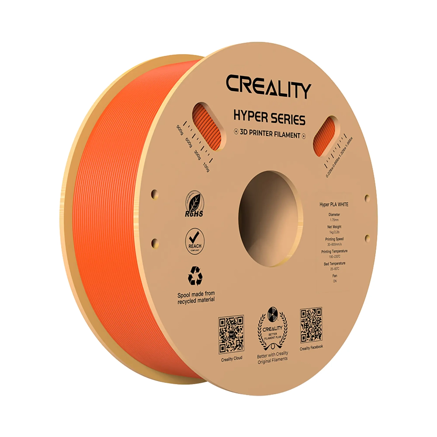 Купить Hyper PLA Filament (пластик) для 3D принтера CREALITY 1кг, 1.75мм, оранжевый (3301010381) - фото 1