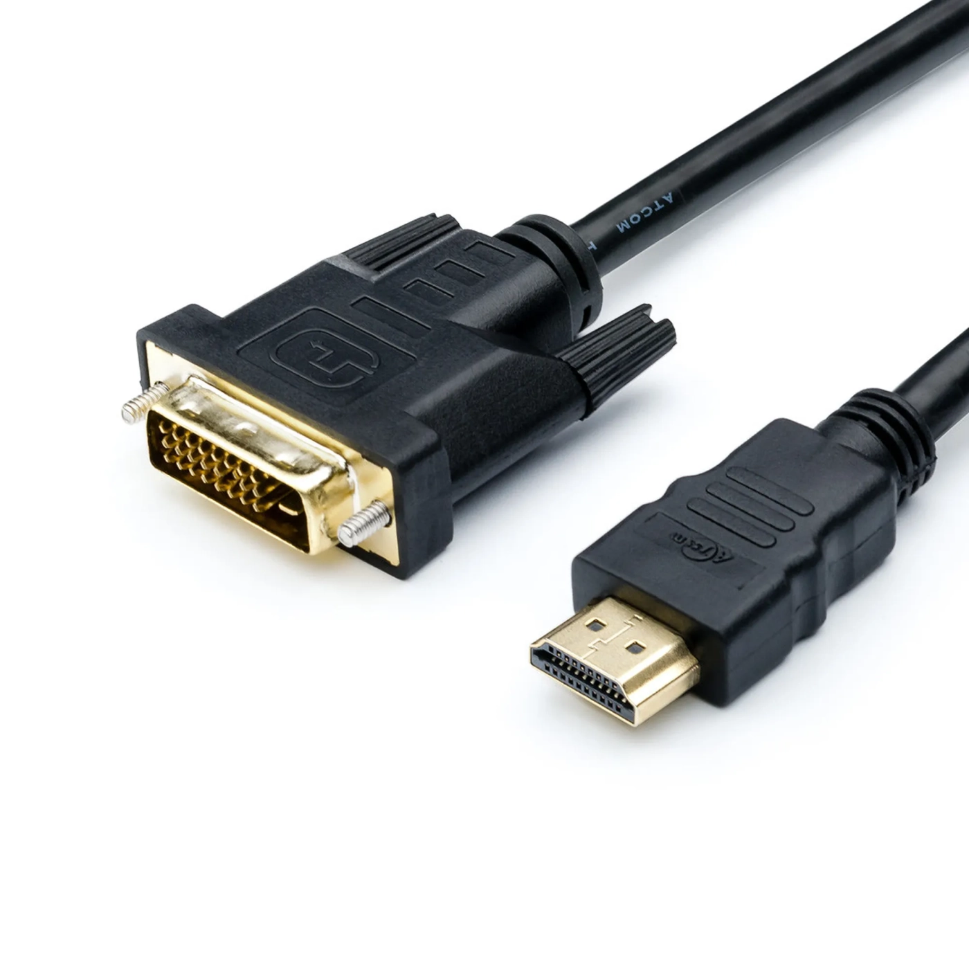Купити Кабель ATcom DVI-HDMI (2 ferite, 24pin/24pin) 1.8 m (3808) - фото 1