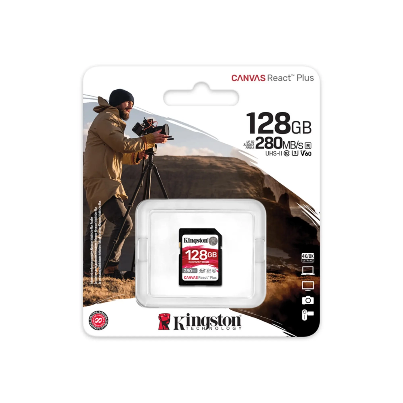Купить Карта памяти Kingston SDXC 128GB Canvas React Plus C10 UHS-II U3 V60 (SDR2V6/128GB) - фото 3