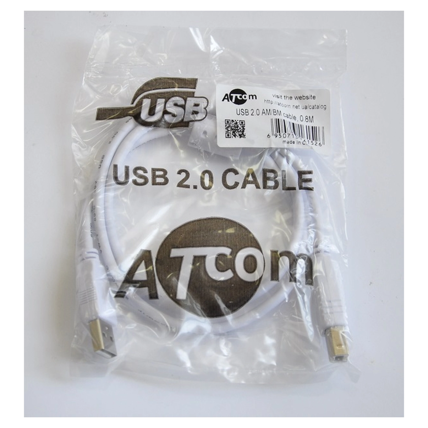 Купити Кабель для принтера USB 2.0 AM/BM 0.8m Atcom (6152) - фото 2
