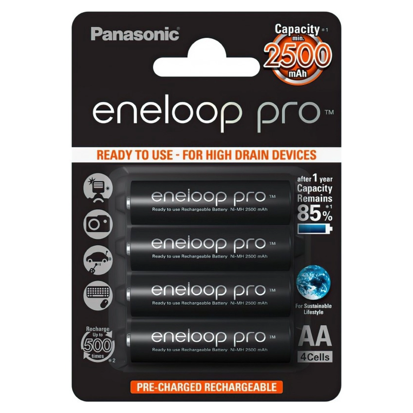 Купить Аккумулятор Panasonic Eneloop Pro AA 2500 mAh 4BP (BK-3HCDE/4BE) - фото 1