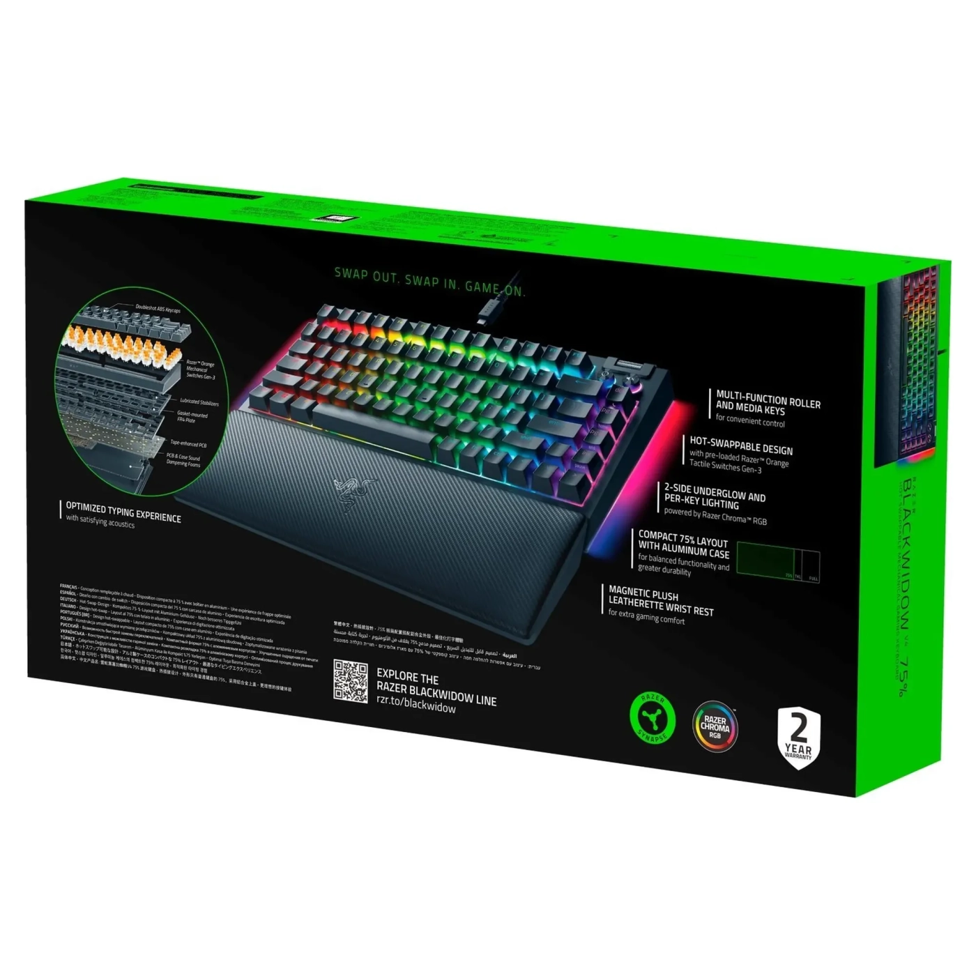 Купити Клавіатура RAZER BlackWidow V4 75% Black (RZ03-05000100-R3M1) - фото 10