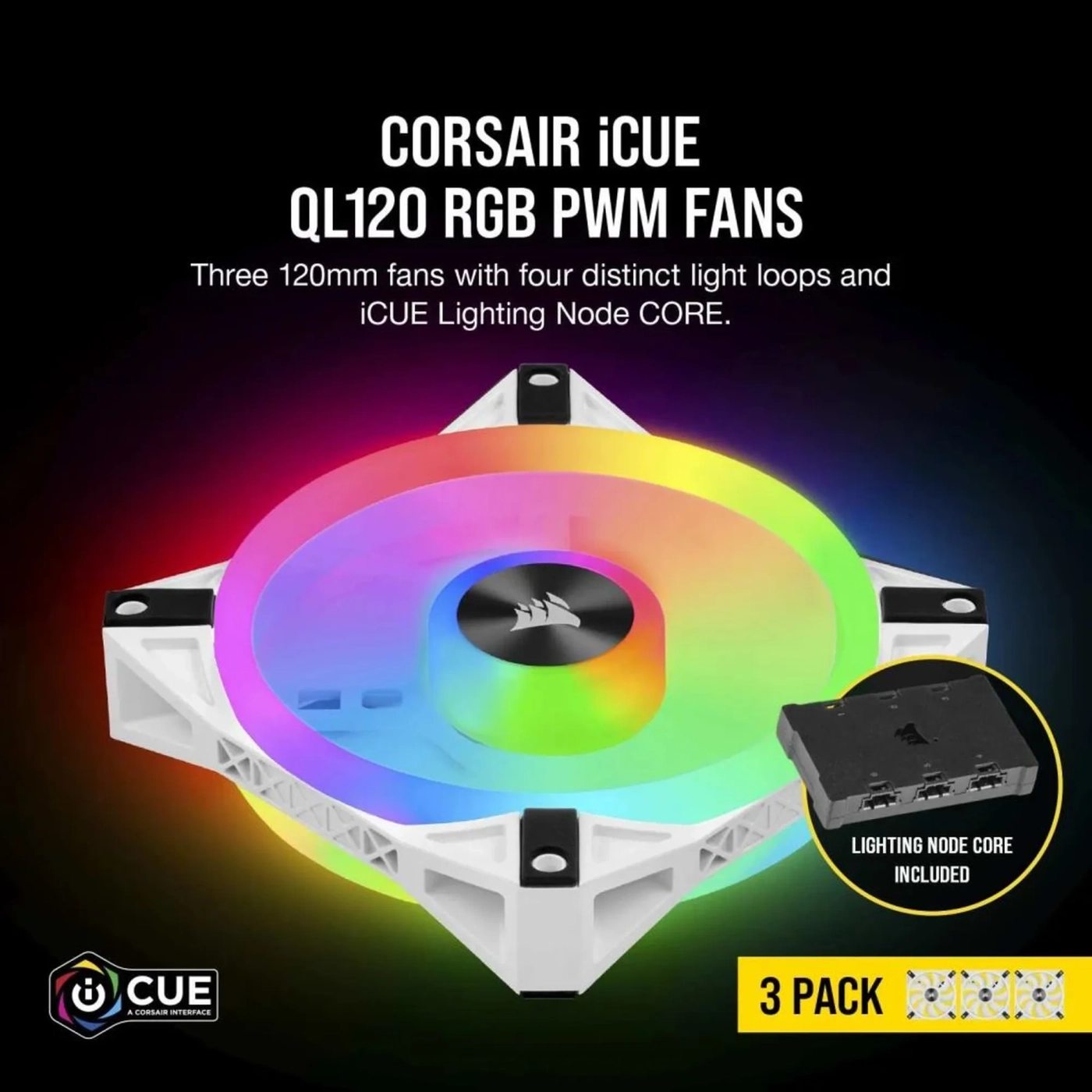 Купити Вентилятор Corsair iCUE QL120 RGB PWM White Triple Fan (CO-9050104-WW) - фото 6