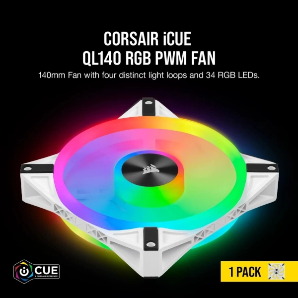 Купити Вентилятор Corsair iCUE QL140 RGB PWM White (CO-9050105-WW) - фото 8