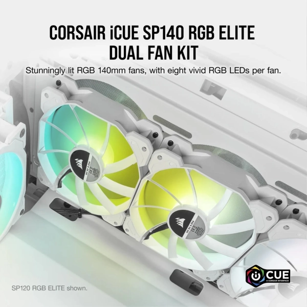 Купити Вентилятор Corsair iCUE SP140 RGB ELITE Performance Dual Fan Kit White (CO-9050139-WW) - фото 9