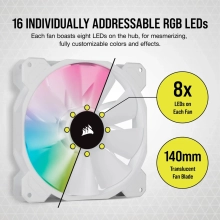 Купити Вентилятор Corsair iCUE SP140 RGB ELITE Performance Dual Fan Kit White (CO-9050139-WW) - фото 13