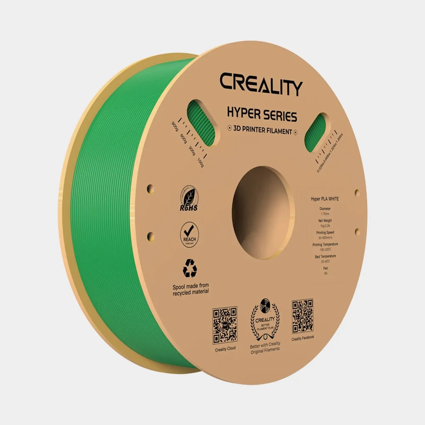 Купить Hyper PLA-CF Filament (пластик) для 3D принтера CREALITY 1кг, 1.75мм, темно зелений (3301060016) - фото 1