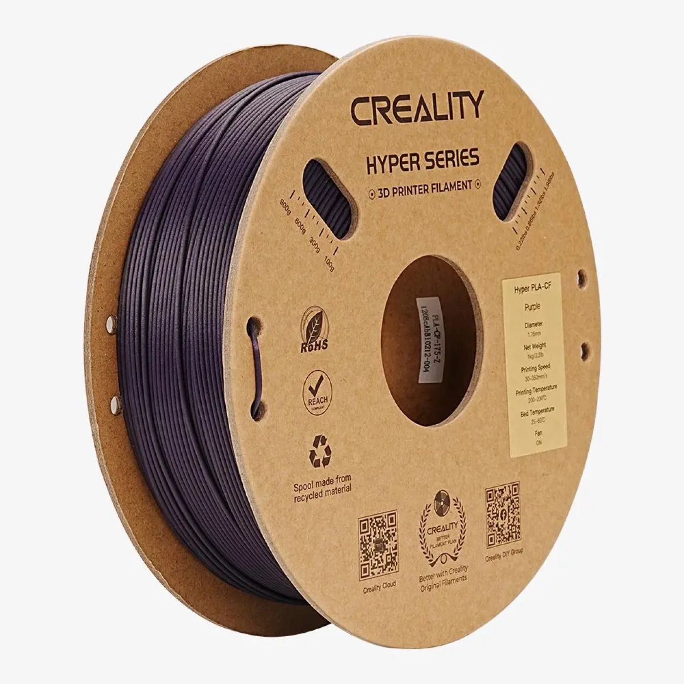 Купить Hyper PLA-CF Filament (пластик) для 3D принтера CREALITY 1кг, 1.75мм, фиолетовый (3301060018) - фото 1