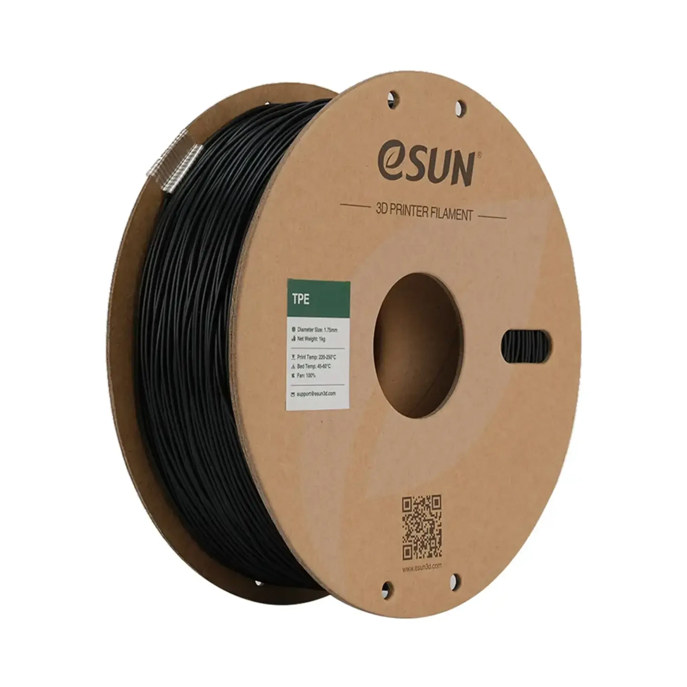 Купити eLastic Filament (пластик) для 3D принтера eSUN 1кг, 1.75мм, чорний (eLastic-P175B1) - фото 1