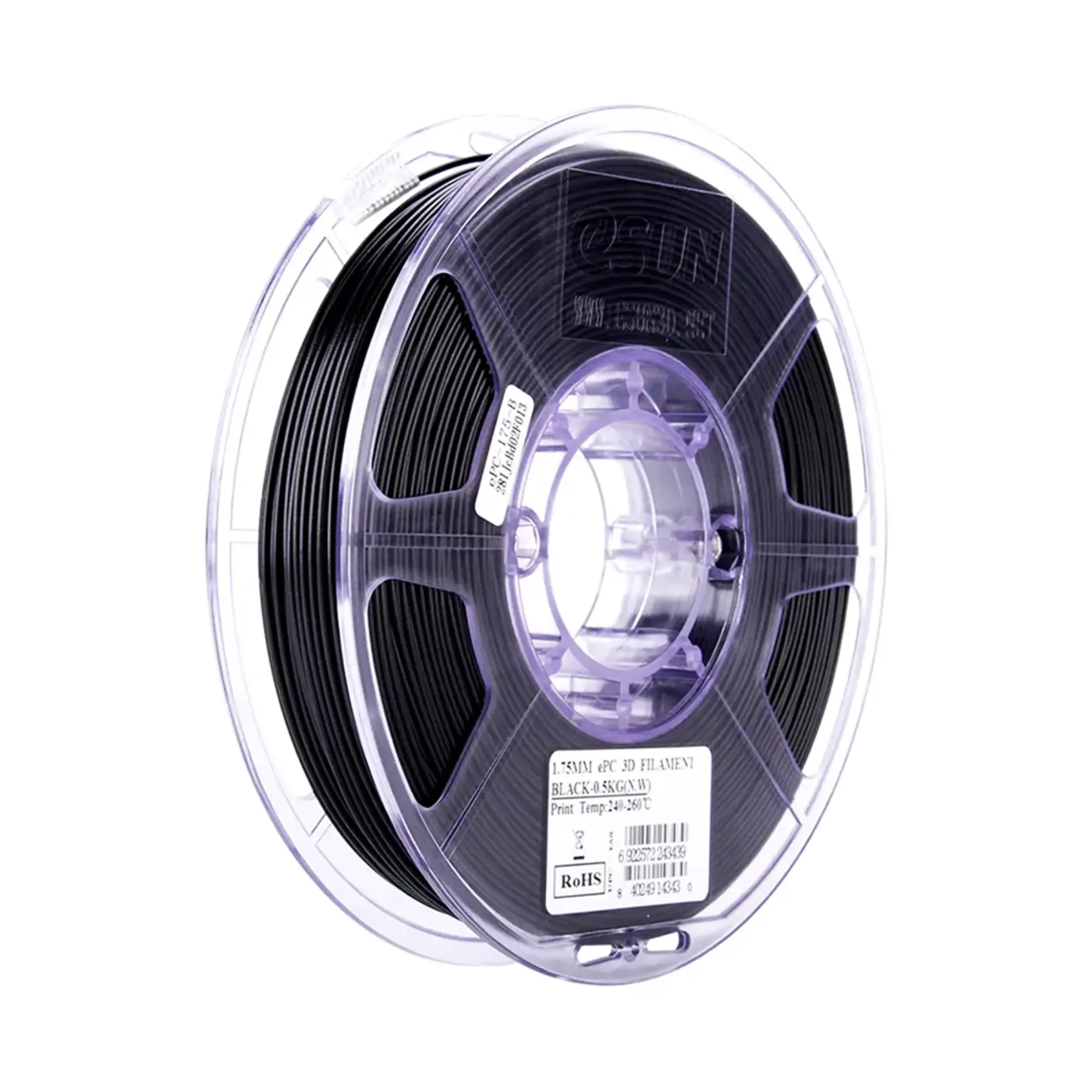 Купити ePC Filament (пластик) для 3D принтера eSUN 0,5кг, 1.75мм, чорний (ePC175B05) - фото 1