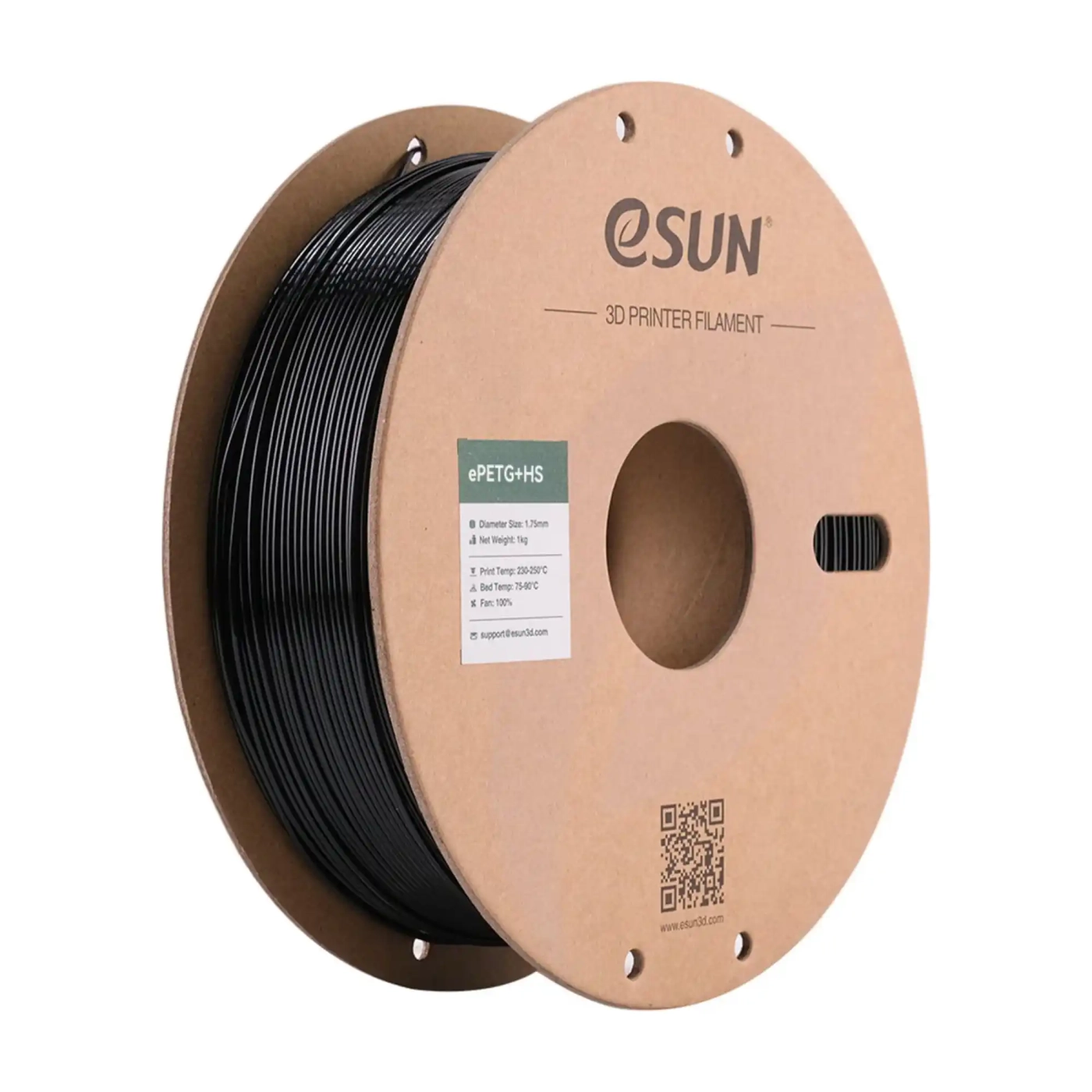Купить ePETG+HS Filament (пластик) для 3D принтера Esun 1кг, 1.75мм, черный (ePETG+HS-175SB1) - фото 1