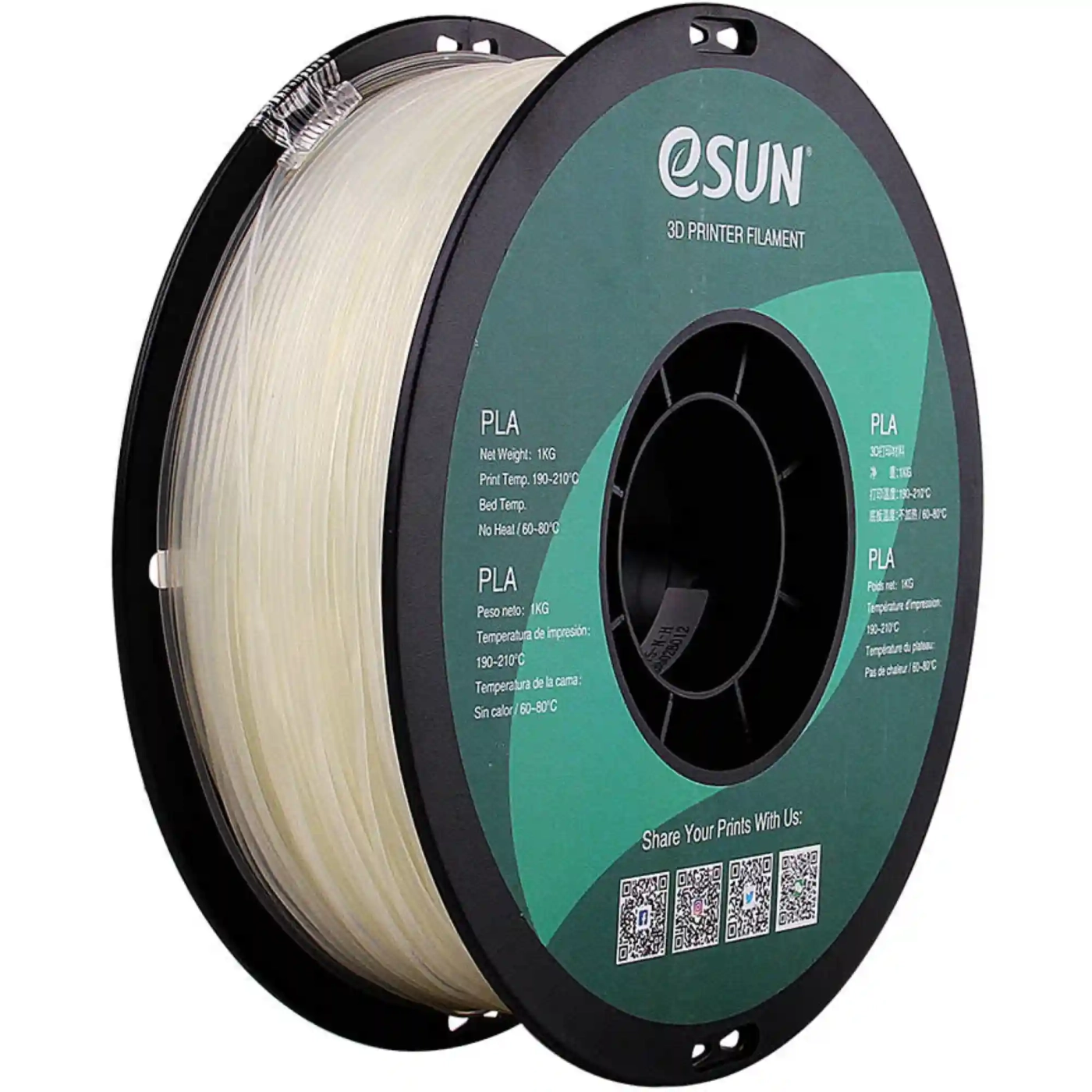 Купити PLA Filament (пластик) для 3D принтера Esun 1кг, 1.75мм, натуральний (PLA-175N1) - фото 1