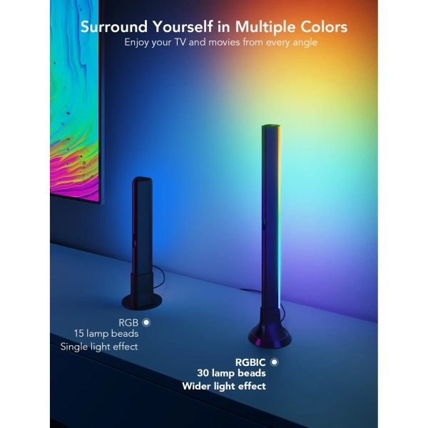Купити Набір підсвічування Govee H6046 RGBIC TV Light Bars for 45-70" TVs Black (H6046311) - фото 3