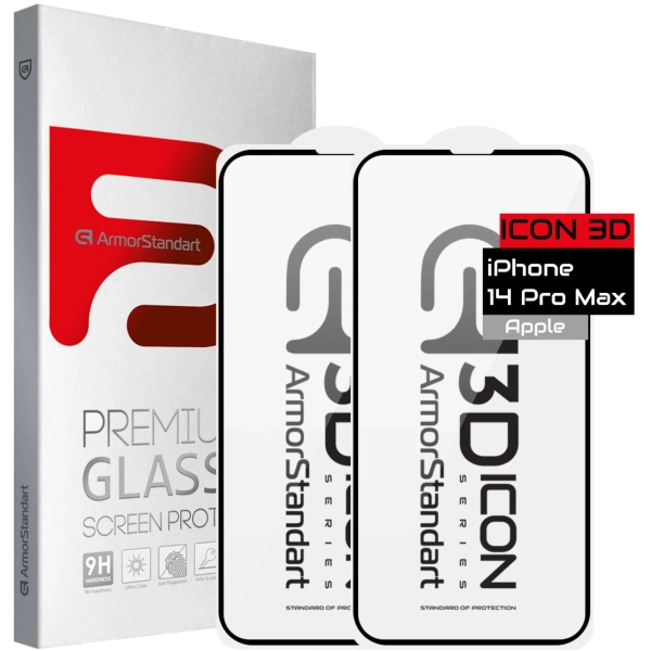 Купити Набір захисних стекол ArmorStandart Icon 3D для iPhone 14 Pro Max Black 2шт (ARM65335) - фото 1