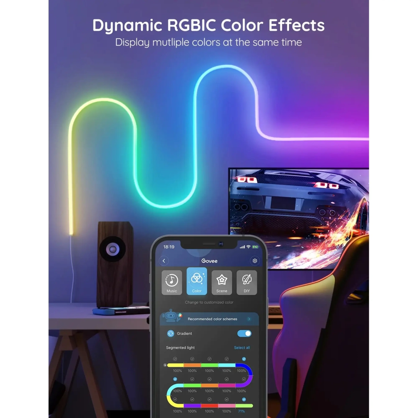 Купити Розумна LED стрічка Govee H61A0 RGBIC Neon Rope Light Wi-Fi Bluetooth 3м (H61A03D1) - фото 2