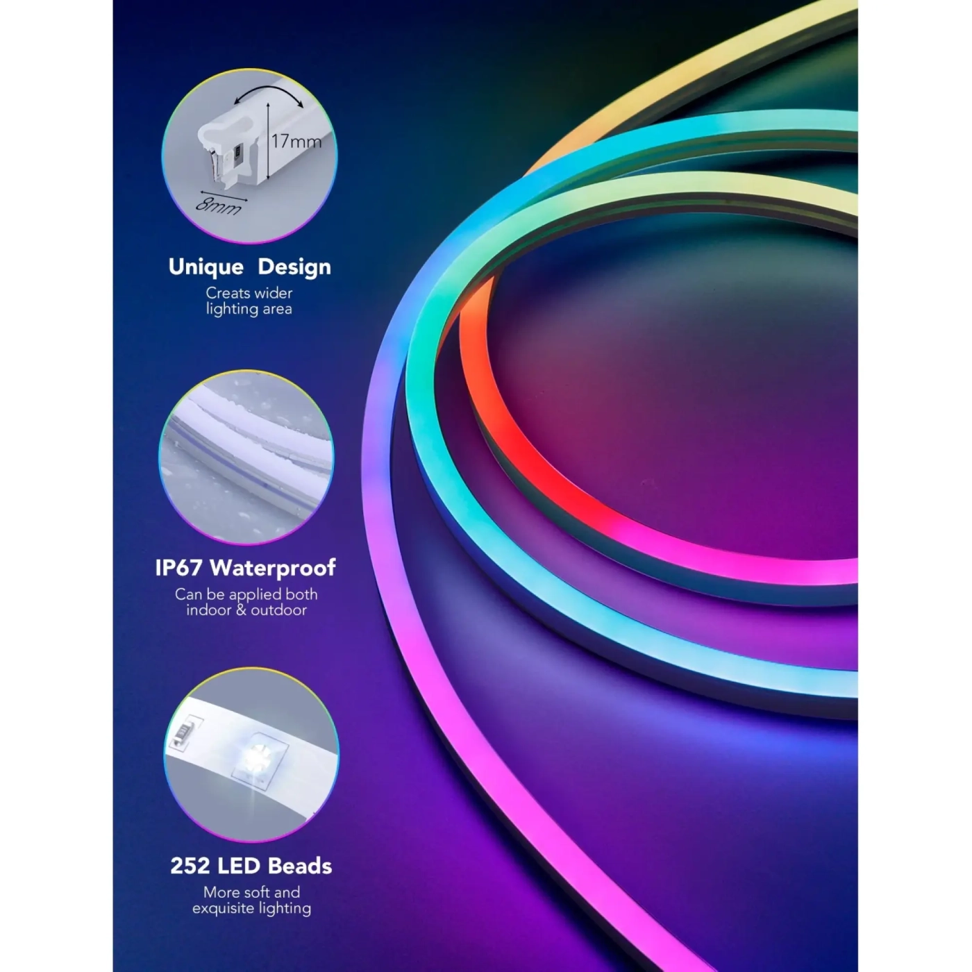Купити Розумна LED стрічка Govee H61A0 RGBIC Neon Rope Light Wi-Fi Bluetooth 3м (H61A03D1) - фото 6