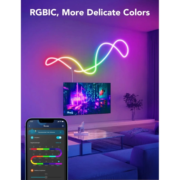 Купить Умная LED лента Govee H61A0 RGBIC Neon Rope Light Wi-Fi Bluetooth 3м (H61A03D1) - фото 9