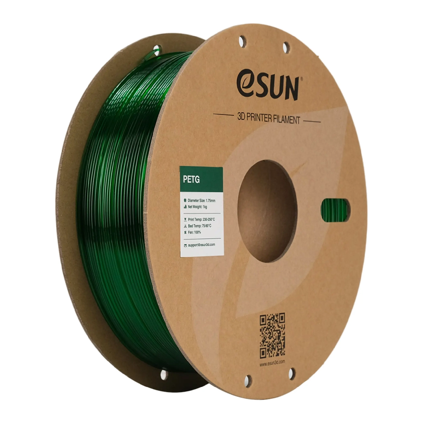 Купить PETG Filament (пластик) для 3D принтера Esun 1кг, 1.75мм, прозрачный зеленый (PETG175G1) - фото 1