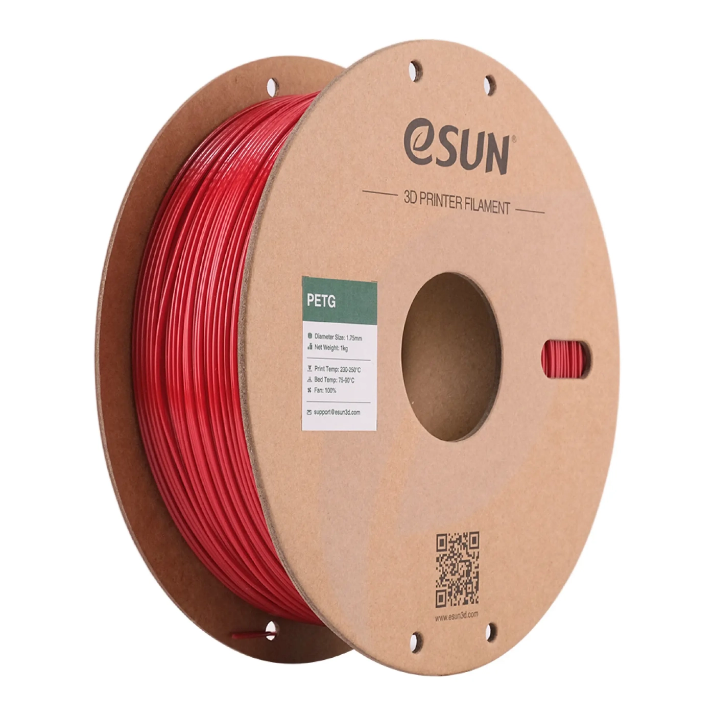 Купить PETG Filament (пластик) для 3D принтера Esun 1кг, 1.75мм, пожарно-красный (PETG175FR1) - фото 1
