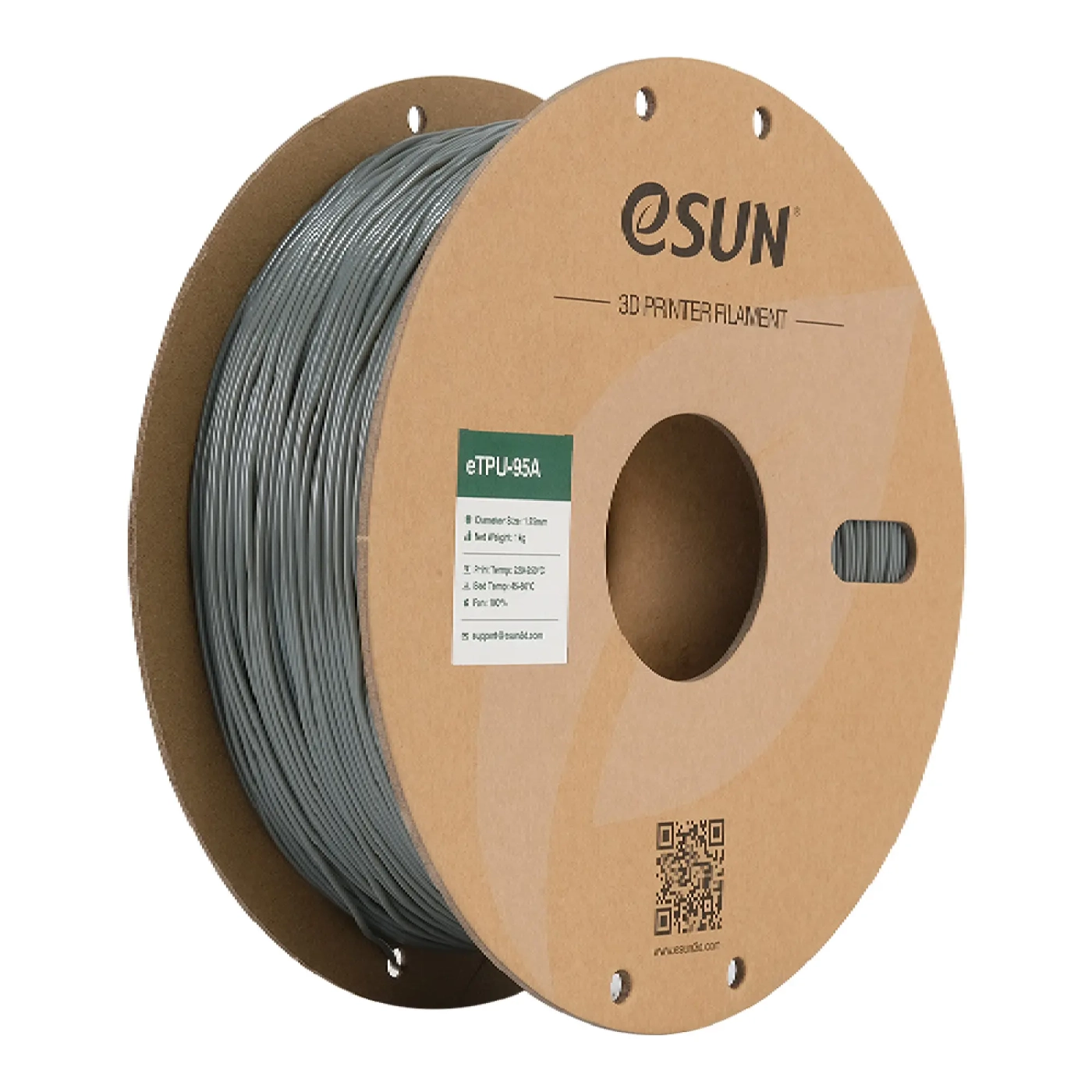 Купить eTPU-95A Filament (пластик) для 3D принтера eSUN 1кг, 1.75мм, серый (ETPU-95A175H1) - фото 1