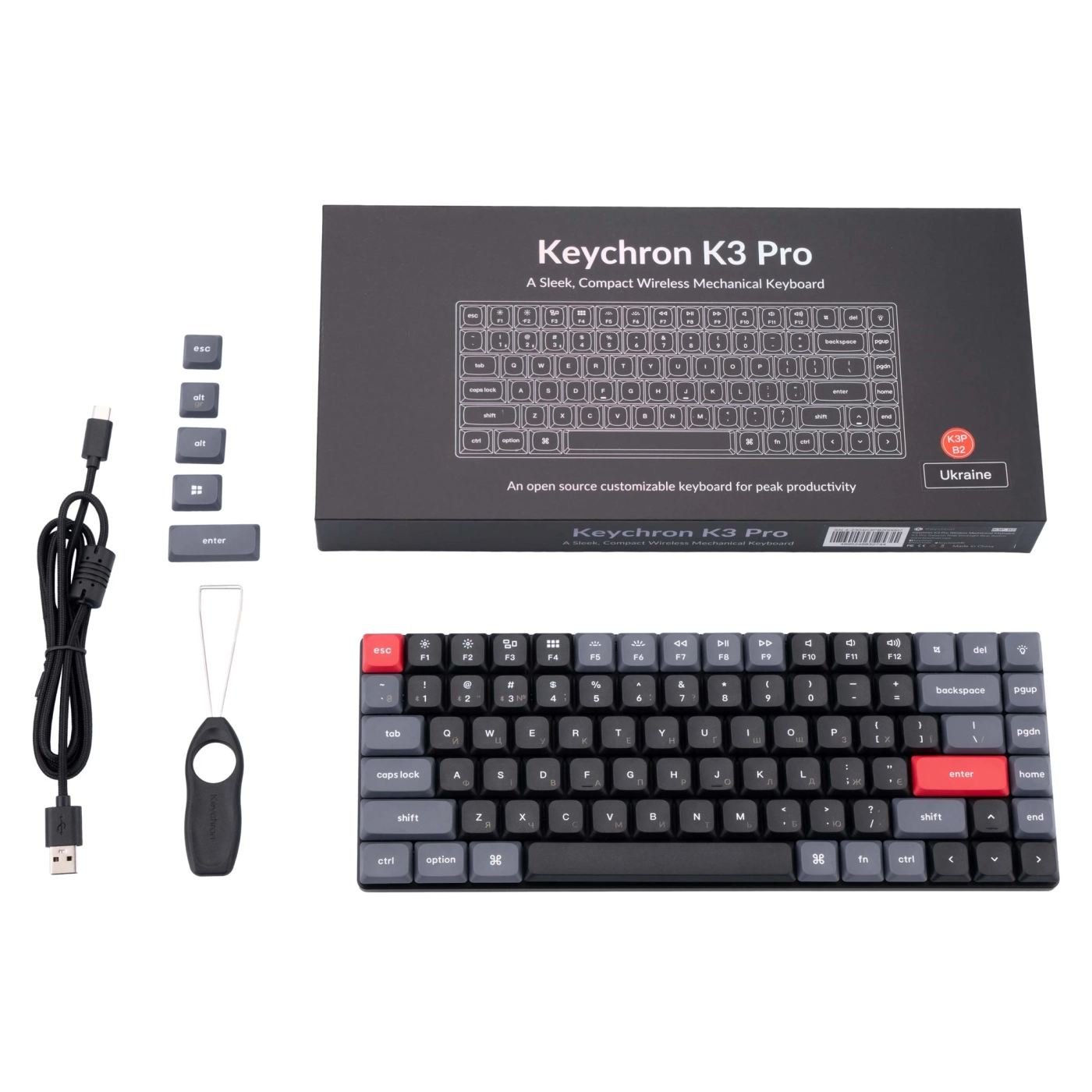 Купити Клавіатура Keychron K3 PRO 84Key Gateron Blue BT/USB-A Hot-swap Low Profile QMK EN/UKR RGB (K3PH2_KEYCHRON) - фото 12