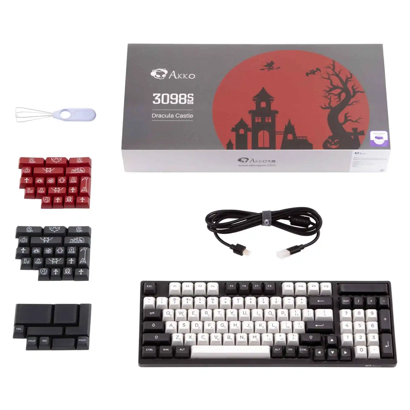 Купить Клавиатура Akko 3098S RGB Dracula Castle CS Silver (6925758616799) - фото 10