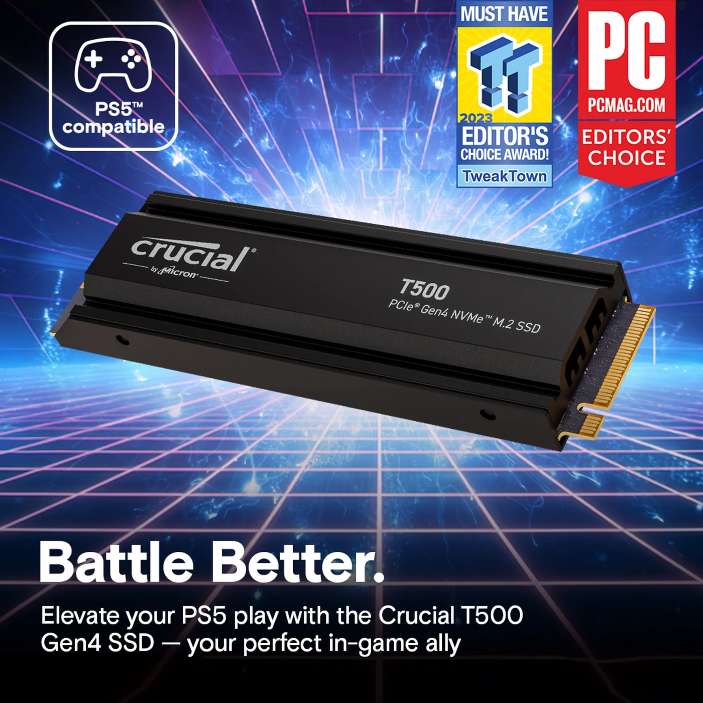 Купить SSD диск Crucial T500 1TB M.2 NVMe with heatsink (CT1000T500SSD5) - фото 6