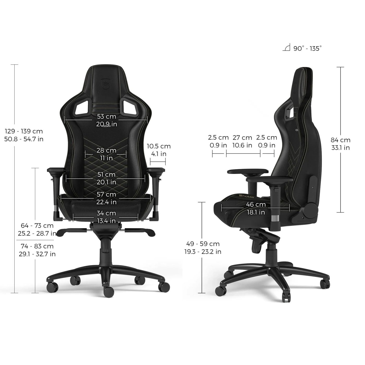 Купити Крісло для геймерів Noblechairs Epic PU leather black/gold (NBL-PU-GOL-002) - фото 10