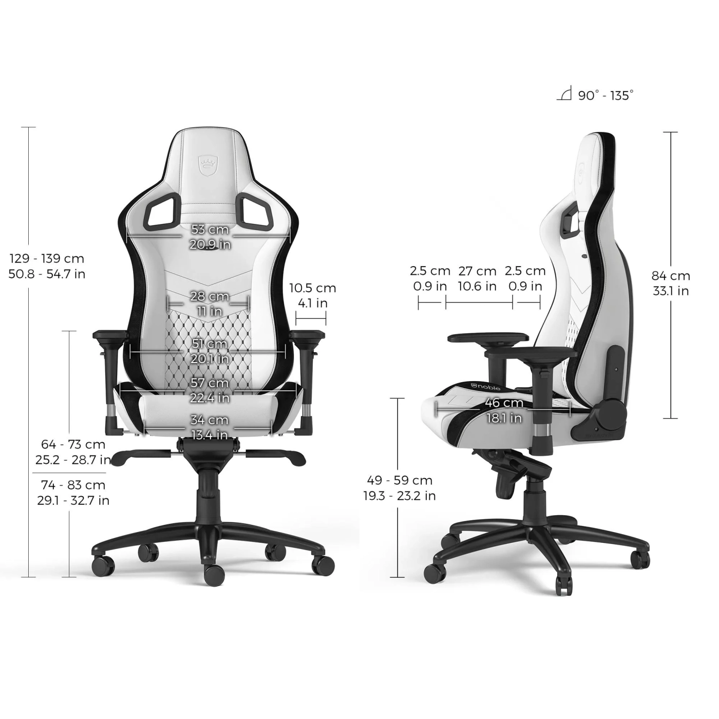 Купить Кресло для геймеров Noblechairs Epic PU leather white/black (NBL-PU-WHT-001) - фото 12