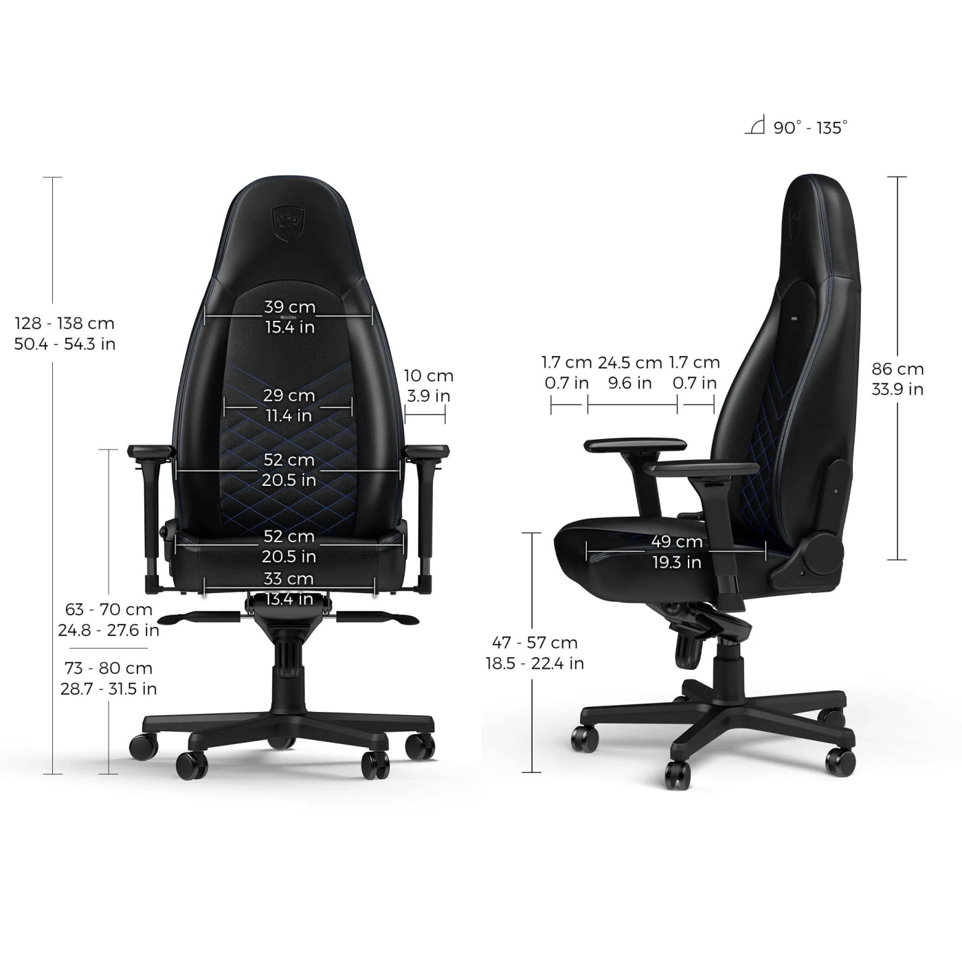 Купити Крісло для геймерів Noblechairs Icon PU leather black/blue (NBL-ICN-PU-BBL) - фото 7