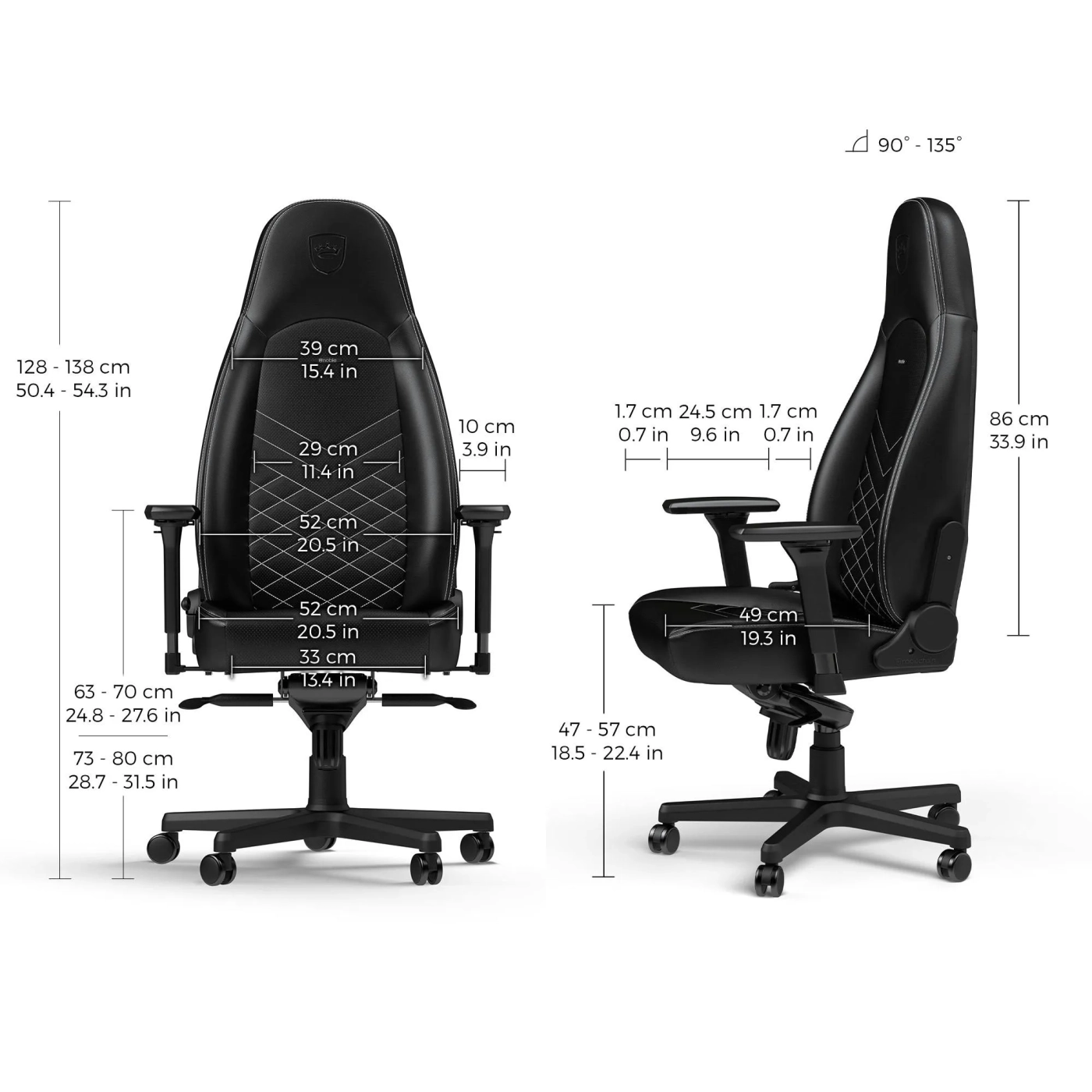 Купити Крісло для геймерів Noblechairs Icon PU leather black/platinum white (NBL-ICN-PU-BPW) - фото 11